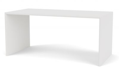 Weißer Monterey Tisch ohne Rollen, ein minimalistisches Möbelstück für Büro oder Zuhause. Mängelexemplar.